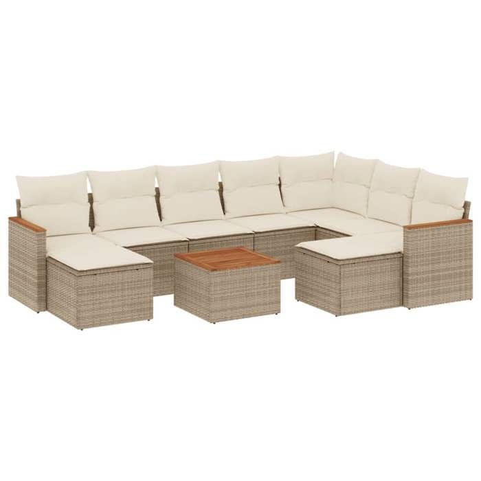 VidaXL Garden Lounge Set with Cushions 10 Pcs, Patio Sofas, Patio Furniture Set, Outdoor Furniture, Beige 3226548