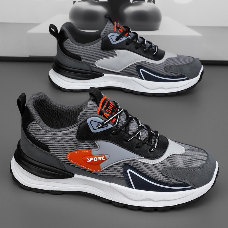 Men's Autumn Breathable Mesh Sneakers, Korean Style, Trendy Thick-Soled Casual Running Dad Shoes