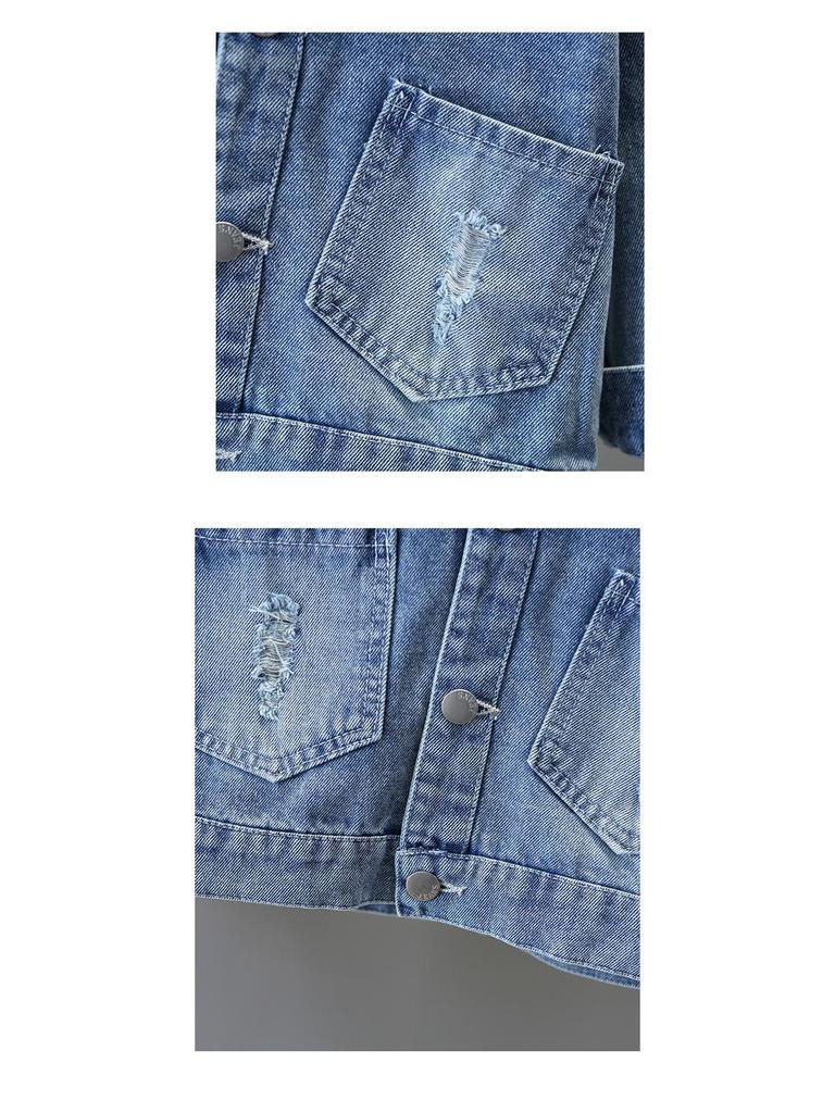 Girls' Bow Denim Jacket - 2024 Autumn Korean Style Casual Top