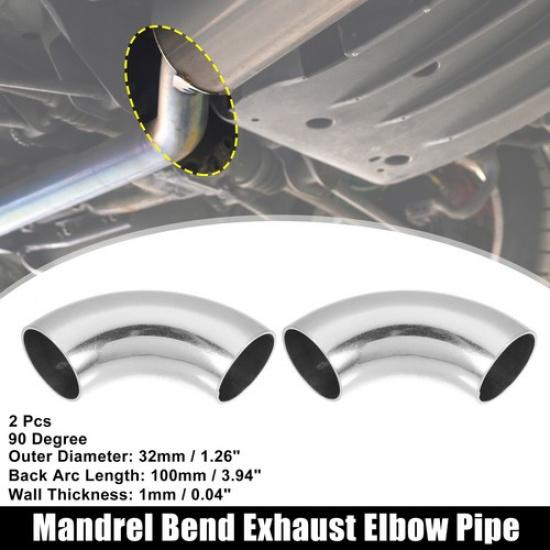 2 Pc OD 125 90 Degree Stainless Steel Car Exhaust Elbow Pipe 394 Length
