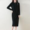Damen Pulloverkleid 100% Wolle MODERN NEW SAGA O-Ausschnitt Strick Langer Pullover Winterpullover Wolle Langes Kleid Weiblich