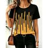 Moda Donna Girocollo Manica Corta Stampa Colore 3D Casual T-shirt Casual a Manica Corta Girocollo
