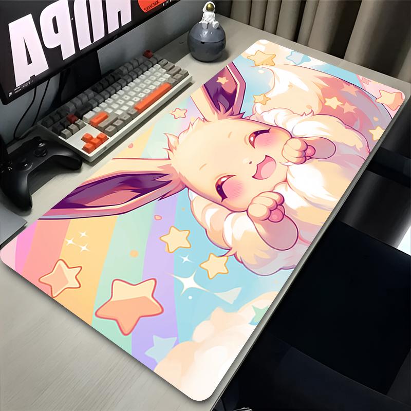 Cute Mouse Pad Gaming Anime Keyboard Pads Rug P-pokemon Eevee Mousepad Mouse Pads Laptop Gamer Extended Desk Mat XXL Carpet