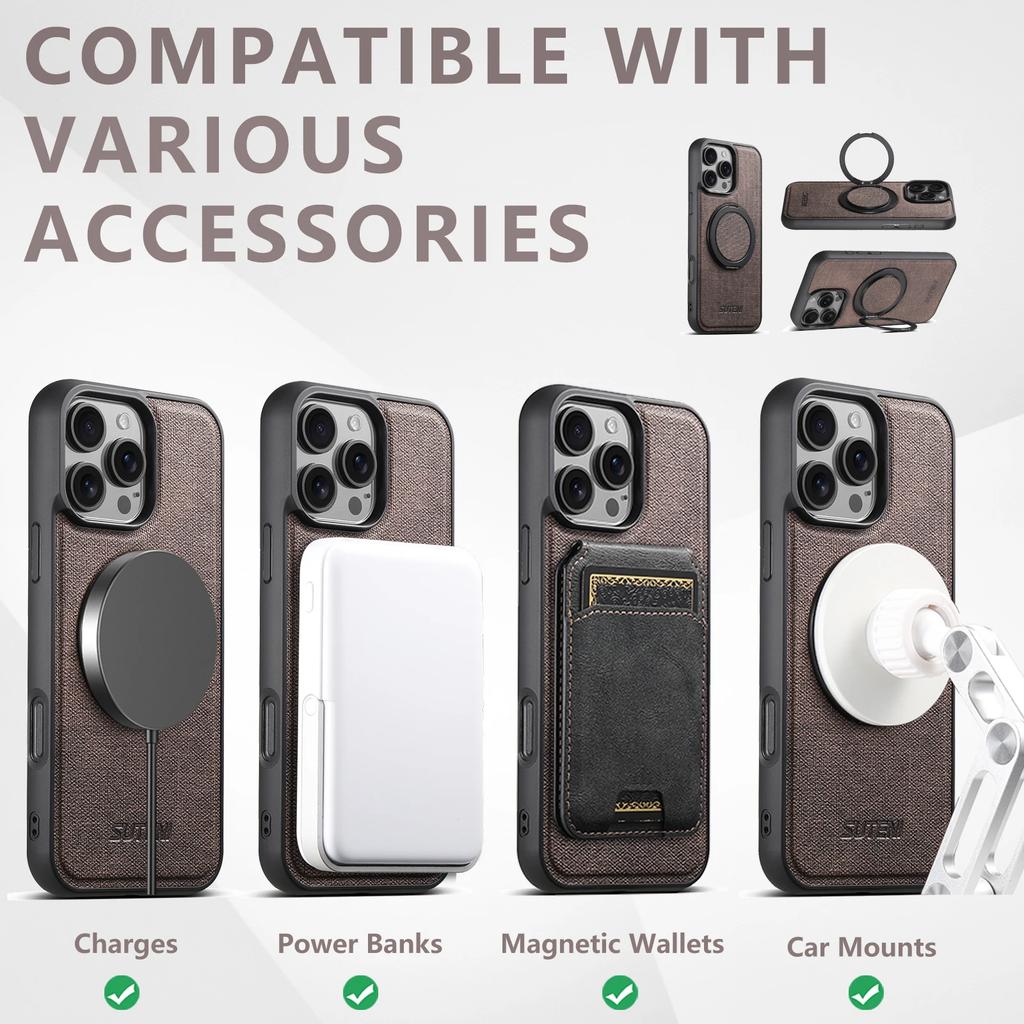 360° Bracket Magnetic Fabric Denim Pattern Phone Case for IPhone 16 Pro Max 15 Plus 14 13 12 Stand Ring Holder Protective Cover