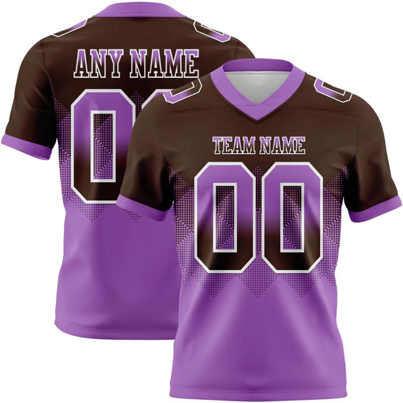 Gradient Brown Color Football T Shirts For Men Custom Name Team Name Number Rugby T-shirts Casual Oversized Sports Team Uniforms