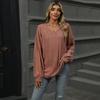 Fall Winter Women's Solid Color V Neck Loose Long Sleeve T-shirt Top Casual Daily Wear For Women