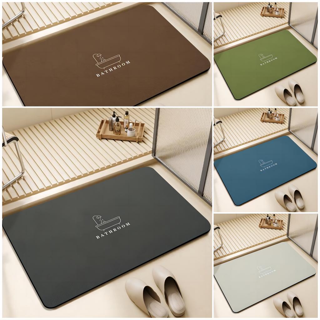 Bathroom Diatomite Floor Mat Solid Colour Minimalist Bathroom Foot Mat Doorway Non-Slip Water-Absorbent Quick-Drying Mat