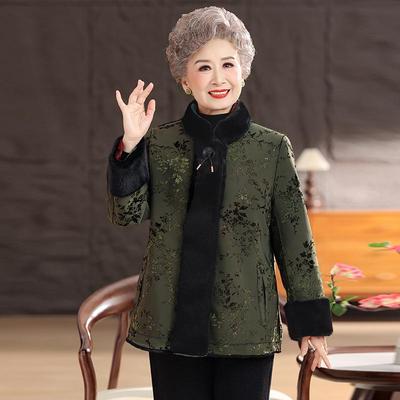 Mom's Floral Velvet Coat: Faux Mink Fur, Double-Sided for Middle-Aged & Senior Women