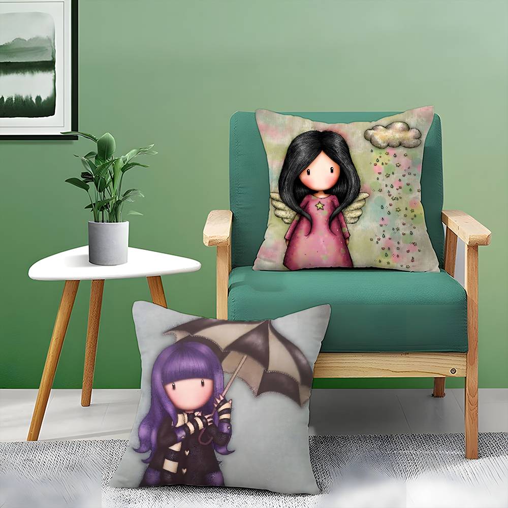 Gorjuss Cartoon S-Santoro Gorjuss Pillow Case Anti-Dustmite Pillowcase Invisible Zipper Silky Short Plush Sofa Cushion Cover