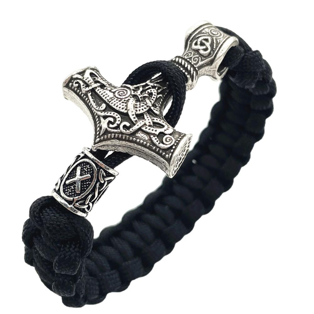 Nostalgia Thor Hammer Viking Bracelet Rune Charms Bead Jewelry For Women Men Norse Vikingo Bangle Dropship