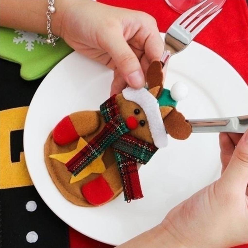 1pc Christmas Silverware Pockets Cover Xmas Party Home Table Dinner Spoons Forks Bags