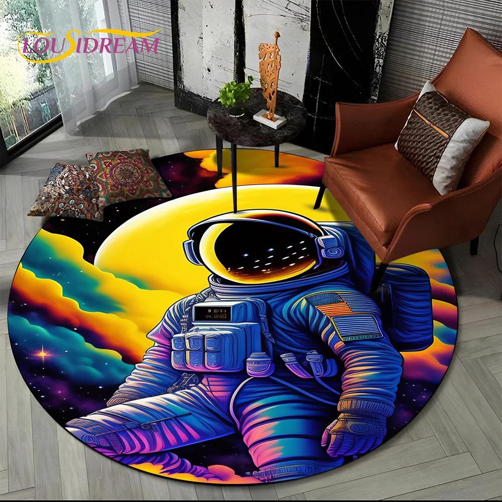 Astronaut Universe Spaceman 3D Outer Space Cartoon Round Area Carpet Rug for Living Room Bedroom Kid Decor,Pet Area Rug Non-slip