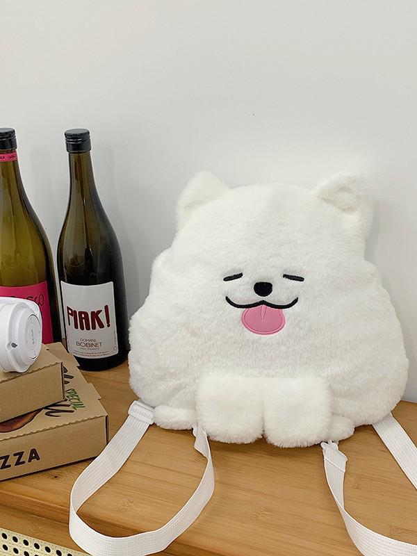 Xuanxuan's Samoyed Plush Backpack: Large Capacity, Cute and Sweet White Pillow Doll Design