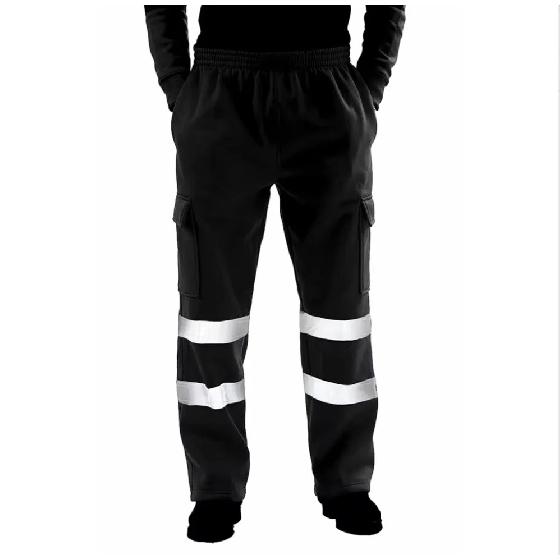 Mens Work Uniform Bottoms Safety Sweat Pants Striped Reflective Pants Loose Mens Jogging Trousers Joggers Patchwork Workwear
