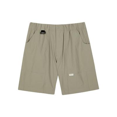 Solid Color Loose Fit Straight Leg Sports Shorts Men Shorts Dark-Green L223M041