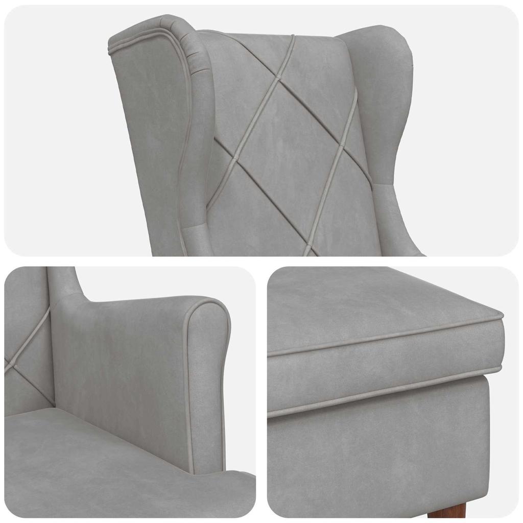 Armchair with Ottoman 2 Pcs. Light Gray Velvet