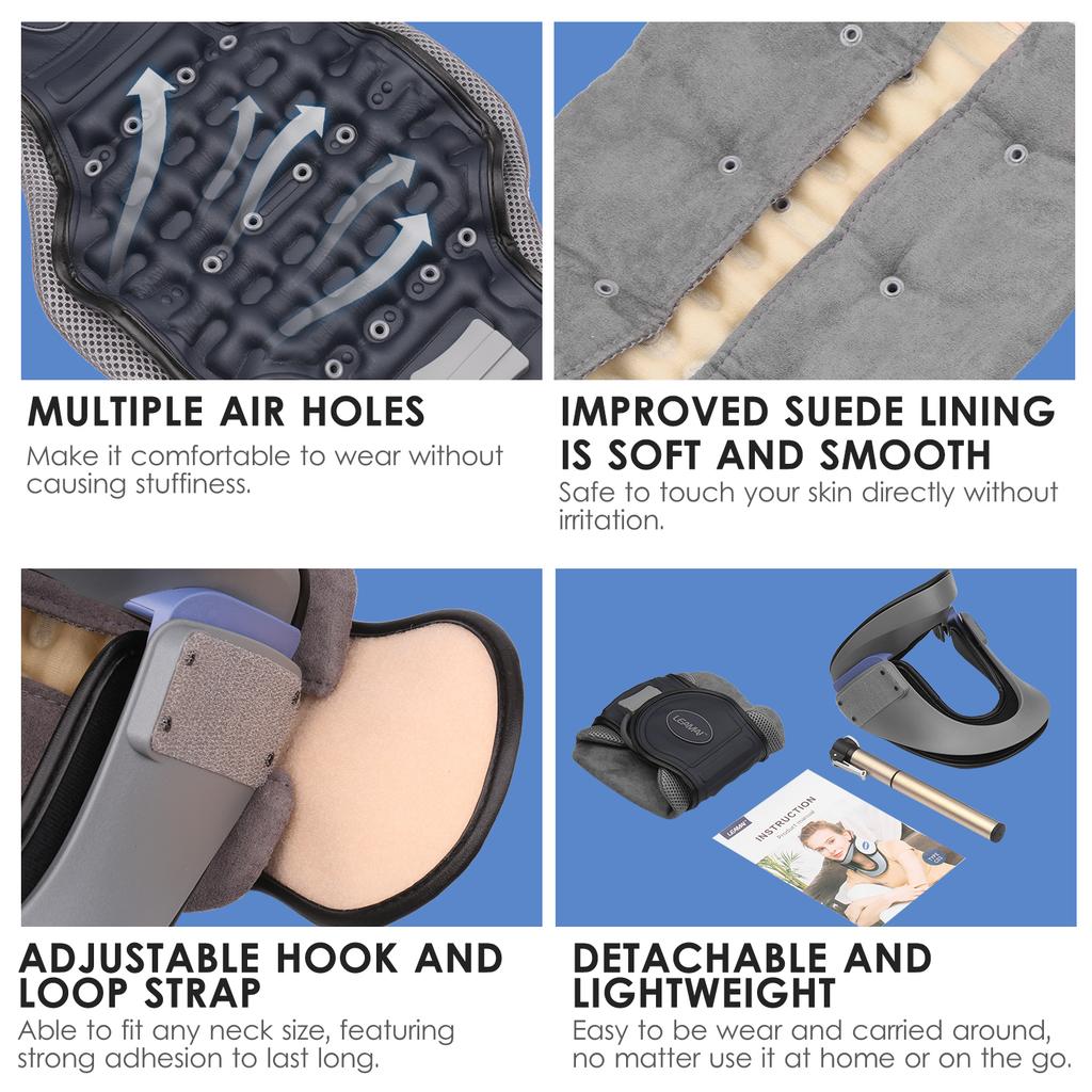 LEAMAI Medical Cervical Collar Neck Traction Device Inflatable Pinched Nerve Neck Stretcher for Neck Pain Relief and