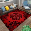 Red and Black Floral Pattern Carpet, Modern Decorative Room Rug Suitable for use as an anti-slip for living room bedroom sofas