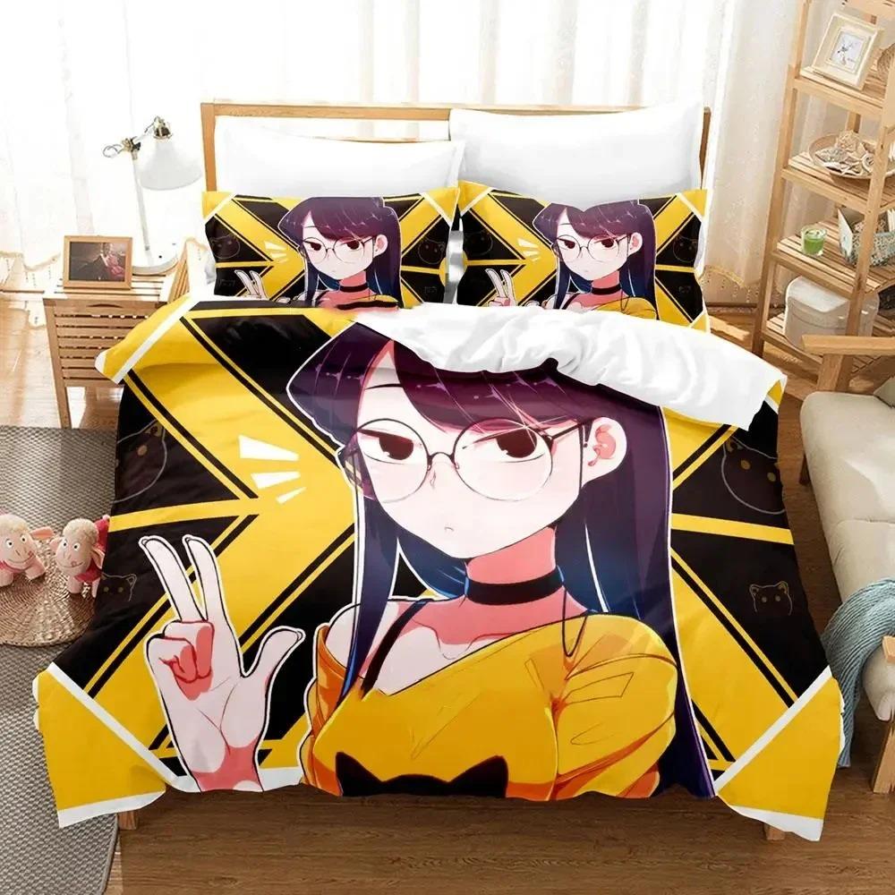 3d Anime Komi-san wa, Komyushou desu Bedding Set Boys Girls Twin Queen Size Duvet Cover Pillowcase Bed Kids Adult Home Textiles