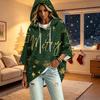 Women's Christmas Print Three-Quarter Sleeve Hooded Pullover Top