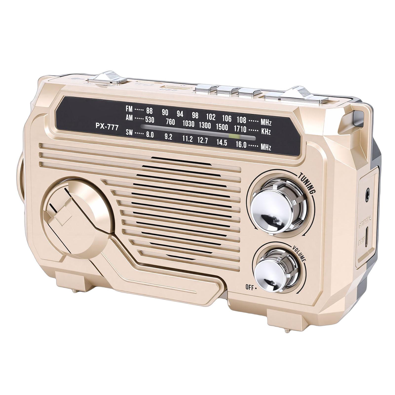 

Сонячне радіо з ручним генератором, Bluetooth-динаміком, ліхтариком, AM/FM/SW, водонепроникне, портативне, аварійне, для приміщень хакі