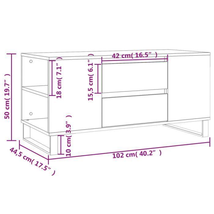 VidaXL Coffee Table Sonoma Oak 102x44.5x50 Cm Engineered Wood 831007