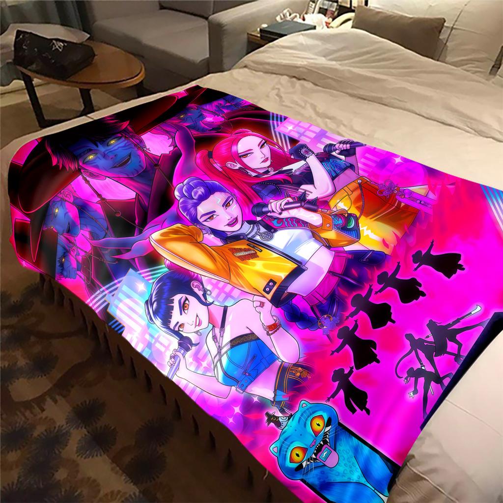 KPop Demon Hunters Soft Flannel Blanket, Print for Bedrooms Sofas Beds, Suitable for Travel Picnic Chair -HYQ4