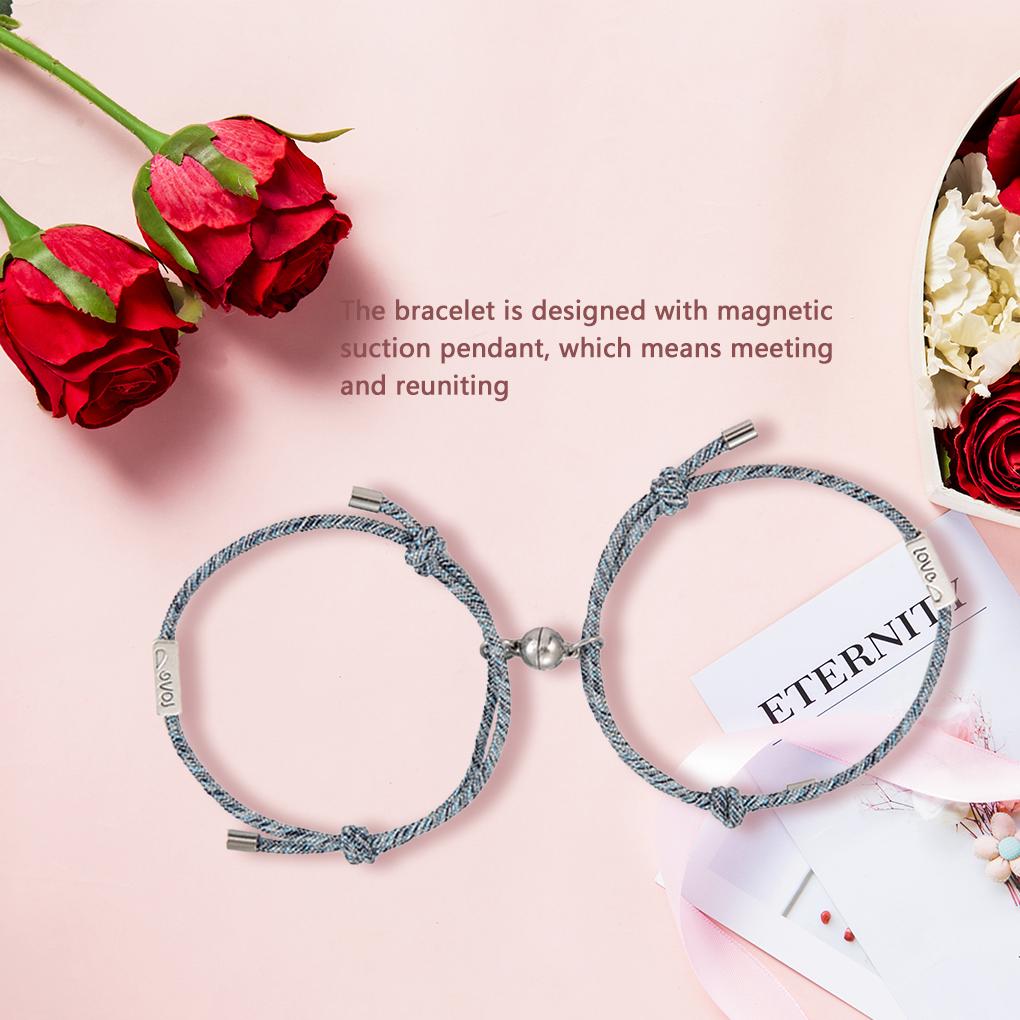 2pcs Couple Attract Each Other Creative Personality Couple Bracelet