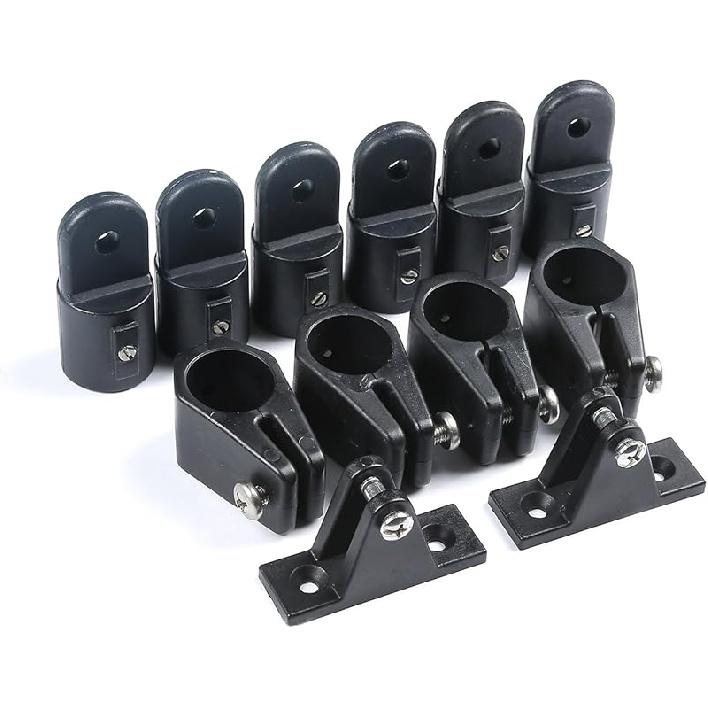 Mxeol Boat Top Fittings Hardware Combo Black Nylon Bimini Caps Jaw Slides Deck Hinges Pad Eye w/Screws