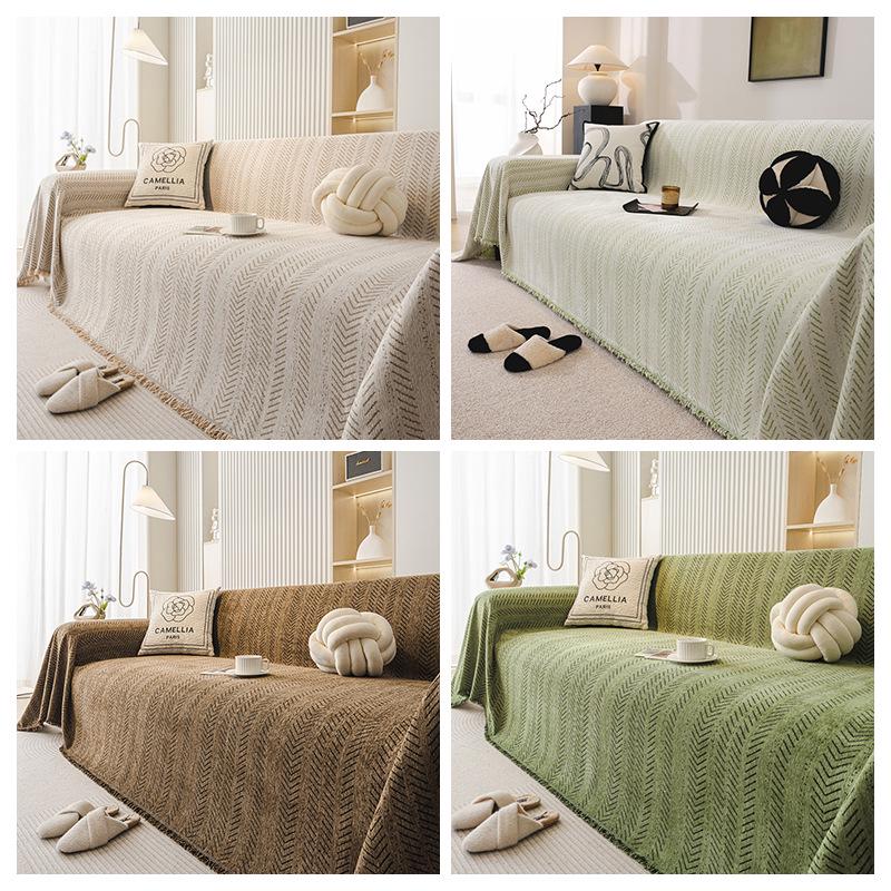 Chenille Minimalist Sofa Cover – Universal Anti-Scratch, All-Season Protector