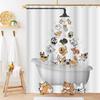 Cute Raining Dogs Shower Curtain,Funny Dog Cartoon Corgi Kids Shower Curtains Hilarious Cute Animal Pets Playing Water Design
