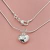Factory Stock Fashion Silver Plated Heart Pendant Necklaces Women Snake Chain Jewelry