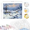 Rám Zimní obraz Malování podle čísel Sady pro dospělé Krajina Sníh Venkov Obraz na zeď Akrylové plátno pro domácí dekorace 40x50cm