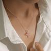 Necklace Female, Creative Personality Titanium Steel Cross Necklace Temperament Hollow Colored Zircon, Collarbone Chain