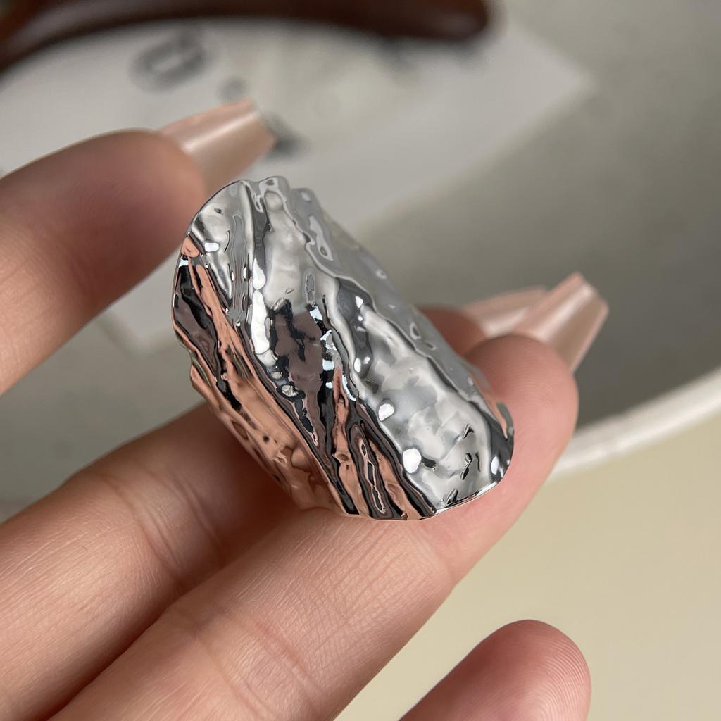 925 Sterling Silver Rings for Women Couple Minimalist Handmade Big Oval Ring Fine Jewelry Gift Prevent Allergy