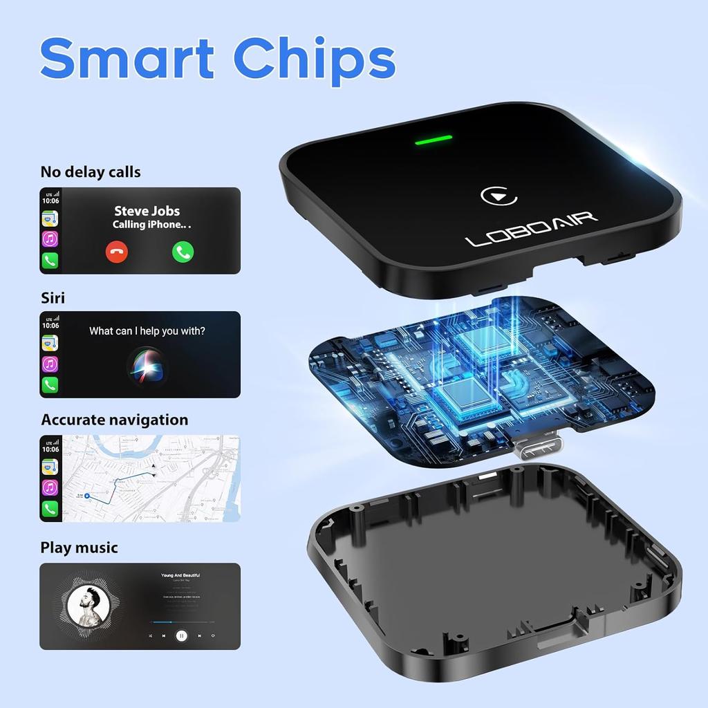 Wireless CarPlay Adapter Is Suitable for Factory Wired CarPlay Adapter,2024 Automatic CarPlay Adapter Converts Wired to Wireless Car,iOS 10+,Maintain