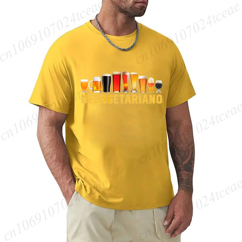 Men's Summer T-Shirts Loose Size Beer Cervezas Regalo Cerveza Humor Alcohol Print Tee Casual Round Neck Short Sleeve T-shirt Top