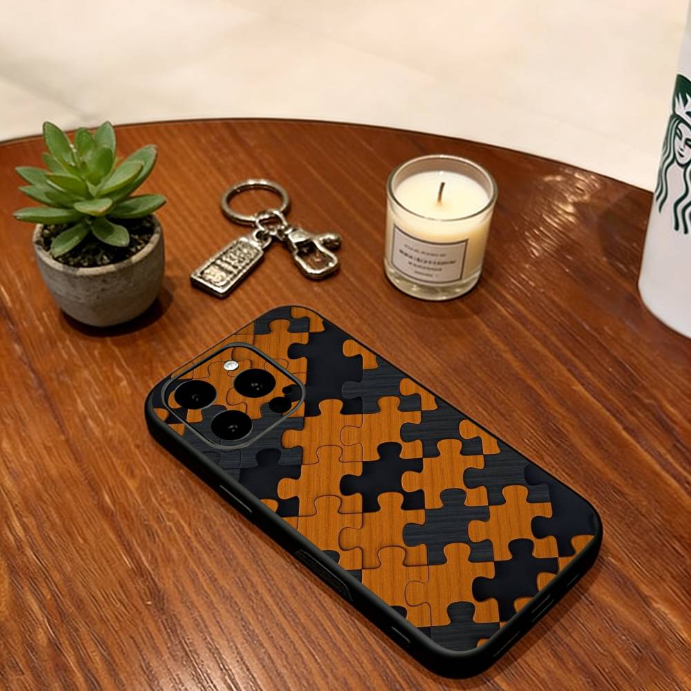 Puzzle Piece Phone Case For iPhone 17,16,15,14,13,12,11 Plus,Pro Max,XS,Soft Silicone Black Cover