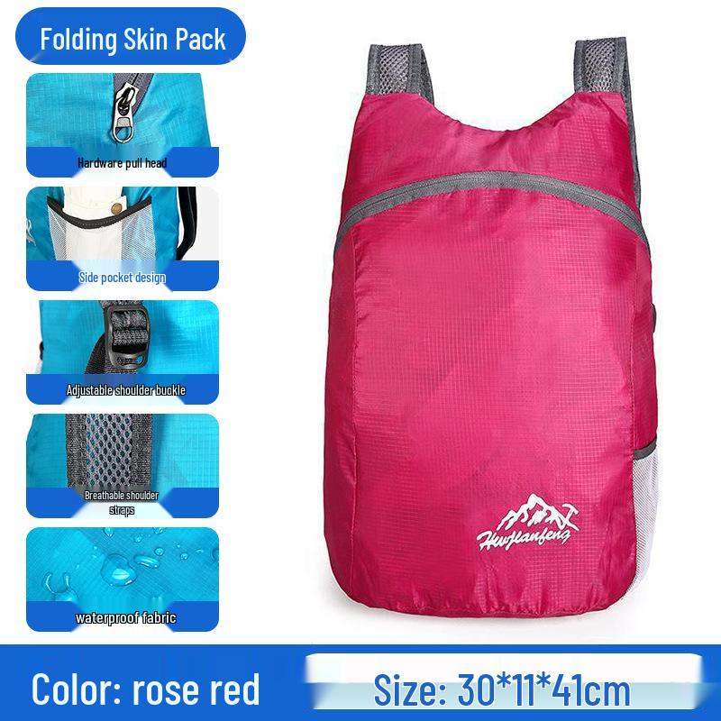 

Cross-Border Ultralight Folding Outdoor Backpack - Large Capacity for Mountaineering, Unisex рожевий червоний колір