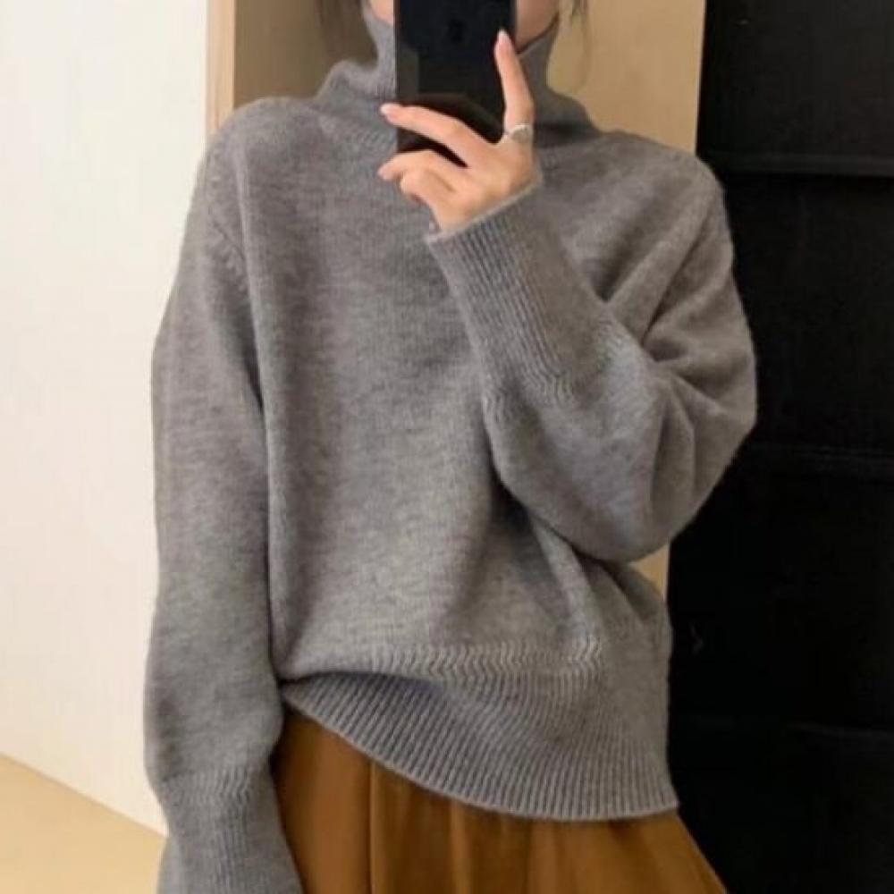 Navava Women Soft Daily Solid Turtleneck Long Sleeve Knit Nk2543