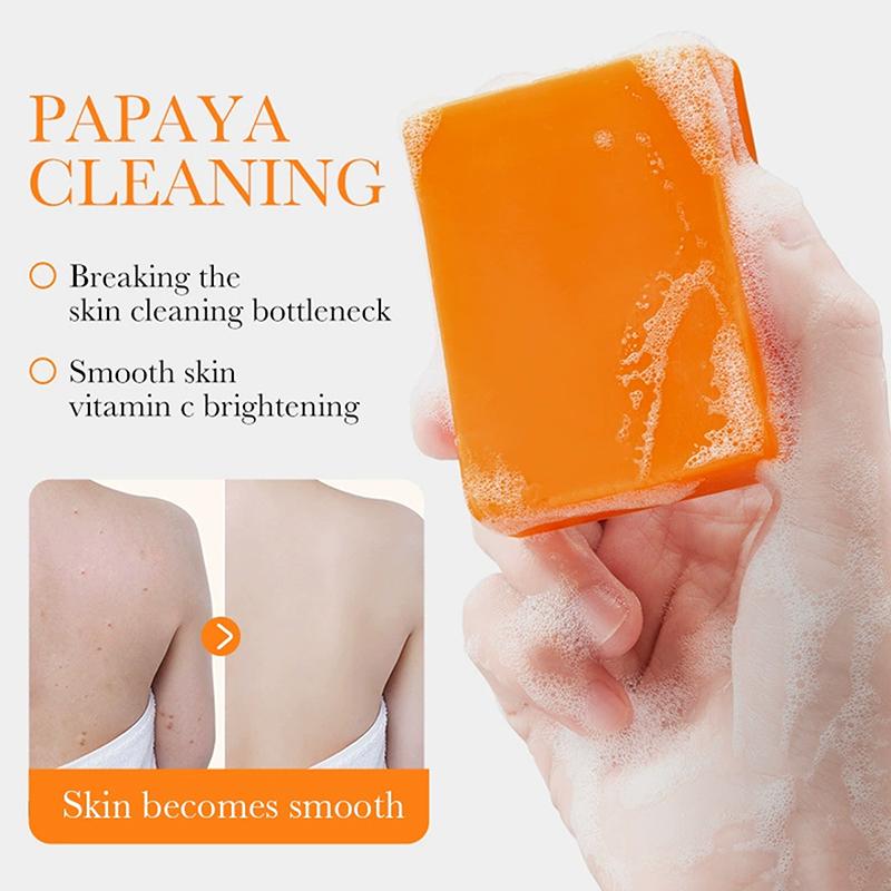 Bioaoua Papaya Vitamin C Whitening Facial Soap Moisturizing Anti Acne Deep Cleansing Body Face Wash Foam Solid Facial Cleanser