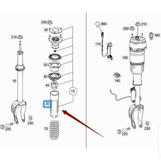 Mercedes-Benz W166 Front Shock Absorber Dust Cover (Part A1663230098)
