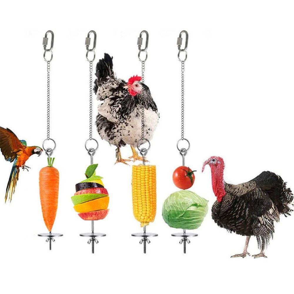 Rust-proof Chicken Veggies Skewer Adjustable Length Bird Feeder for Cage  Birds
