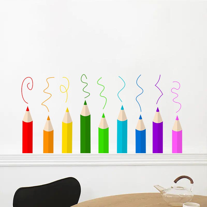 Cartoon Buntstift Wandsticker Kinderzimmer Kindergarten Zuhause Selbstklebende Wandtattoos