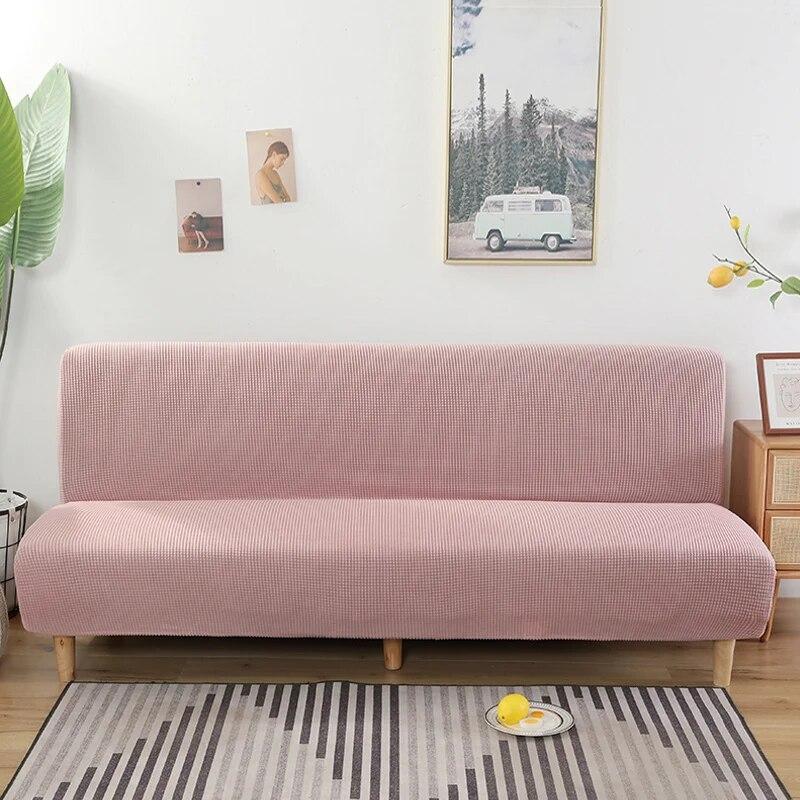 Polar Fleece Armless Sofa Bed Cover Elastic Without Armrest Sofa Bed Covers Anti-Slip Sofa Slipcover For Living Room Home Hotel