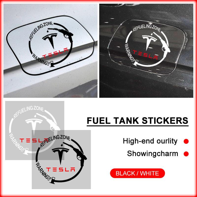1pcs Car Badge Vinyl Reflective Fuel Tank Cap Stickers Decal Caps For Tesla Model 3 2021 S X Y Style Roadster Invader Coil Mod