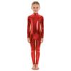 Barn Unisex Performance Jumpsuit Metallic Glansig, Långärmad Halsringad Helkroppsdräkt För Halloween & Dansrollspel