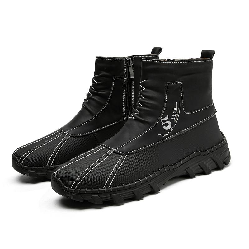 

Мужские резиновые сапоги и галоши походные ботинки цвета хаки повседневные ретро мужские уличные широкие ботинки большие размеры нескользящие EU:46 чёрный