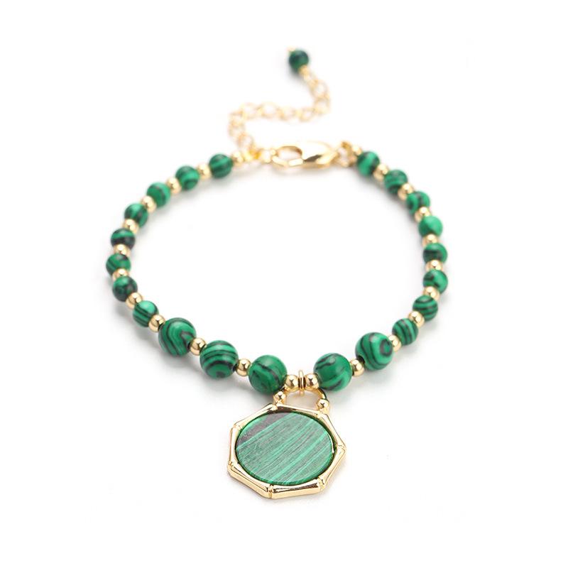 Vintage Malachite French Green Pattern Glass Bracelet