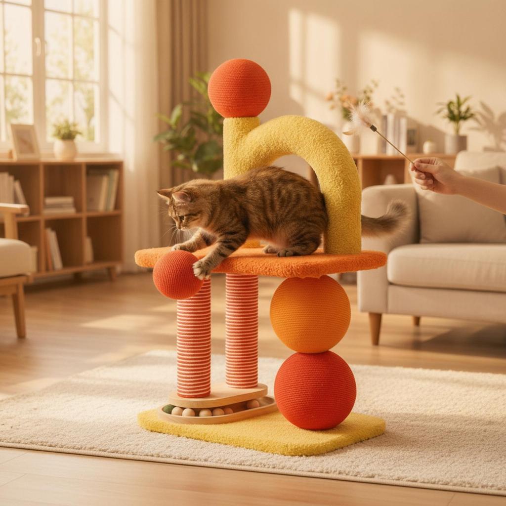 Compact Cat Climbing Frame Space-Saving Activity Tree Freestanding Pet